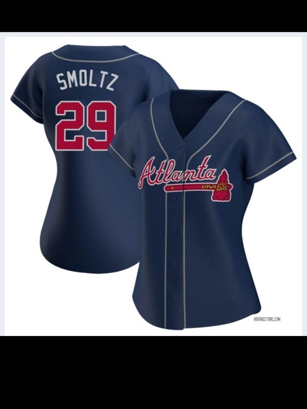 Smoltz #29 Women's Navy Baseball Jersey